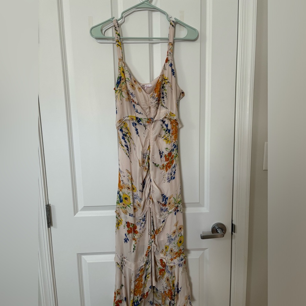 Ruched floral dress from Parker. Size 10 fits like a Medium